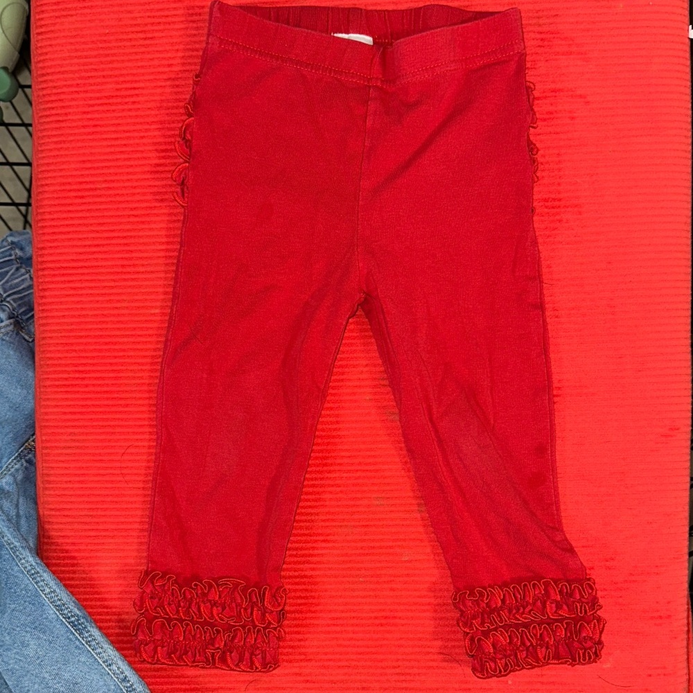 Ruffle Butts Vibrant Red Leggings with Ruffle Trim